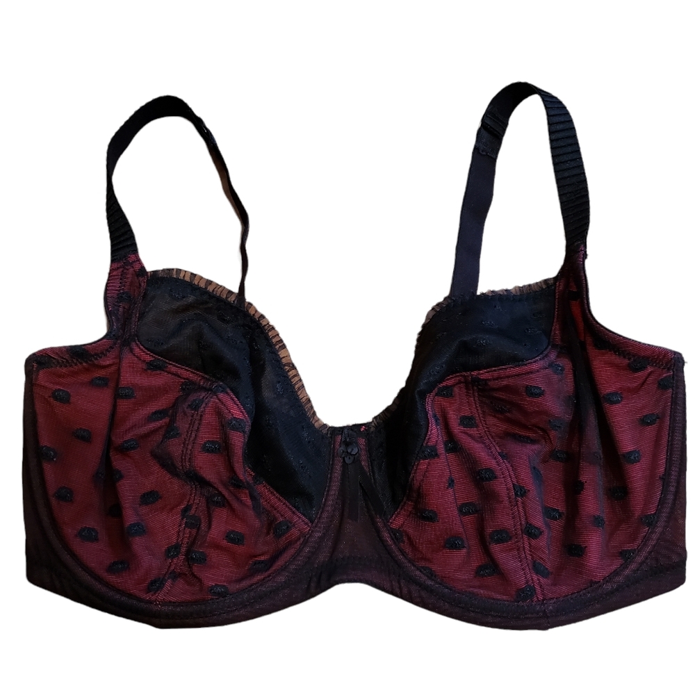 Parfait Black/Red Polka Dot Bra 36G